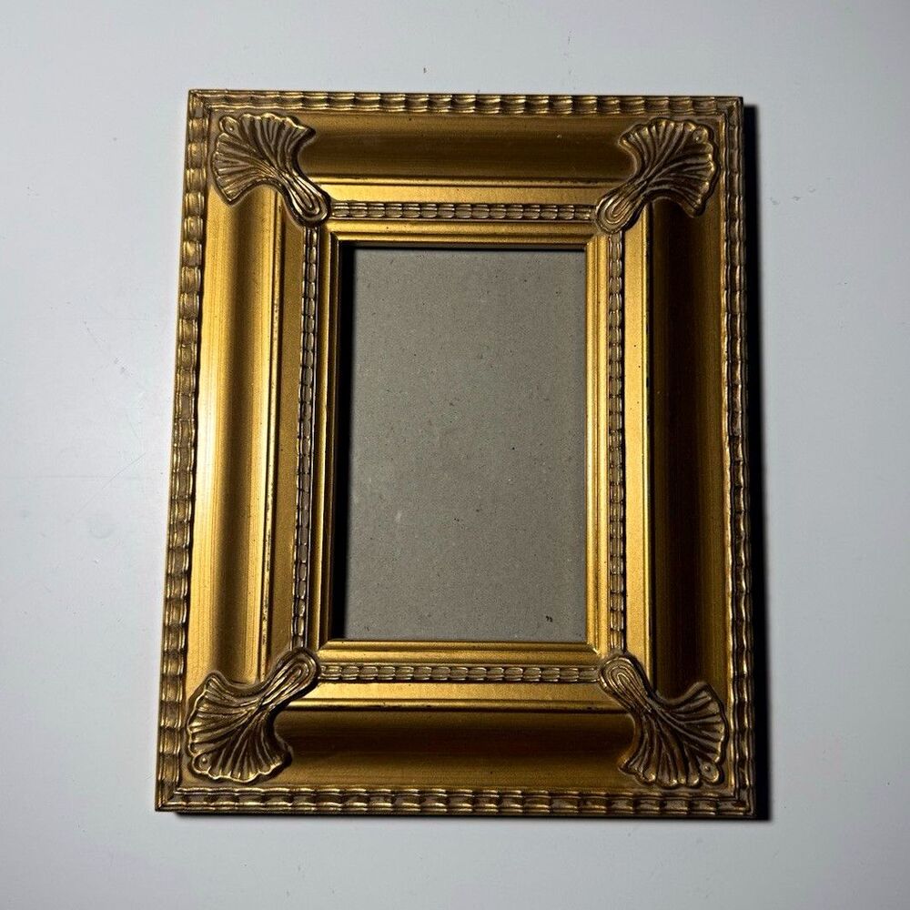 Ornate Gold Plastic 4x6 Rectangular Photo Frame Easel Back Portrait 10x8"